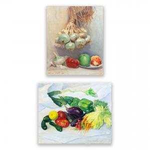 Paar Gemälde von Dino Uberti, Öl auf Sperrholz und Leinwand, "Nature Morte", signiert, Epoche '900, Gemäldepaar von Dino Uberti, Öl auf Sperrholz und Leinwand, "Nature Morte", signiert, Epoche '900